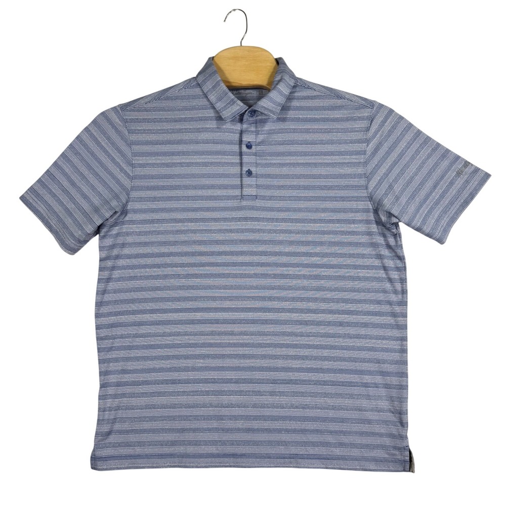 Walter Hagen‎ Shirt Mens Large Blue Striped Polo Short Sleeve Golf Casual
